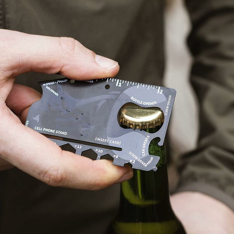Multi Tool,18 In 1 Multifunction Card Tool Holder Stainless Steel Multi-Tools Pocket Tools Gadget Bottle Opener Men