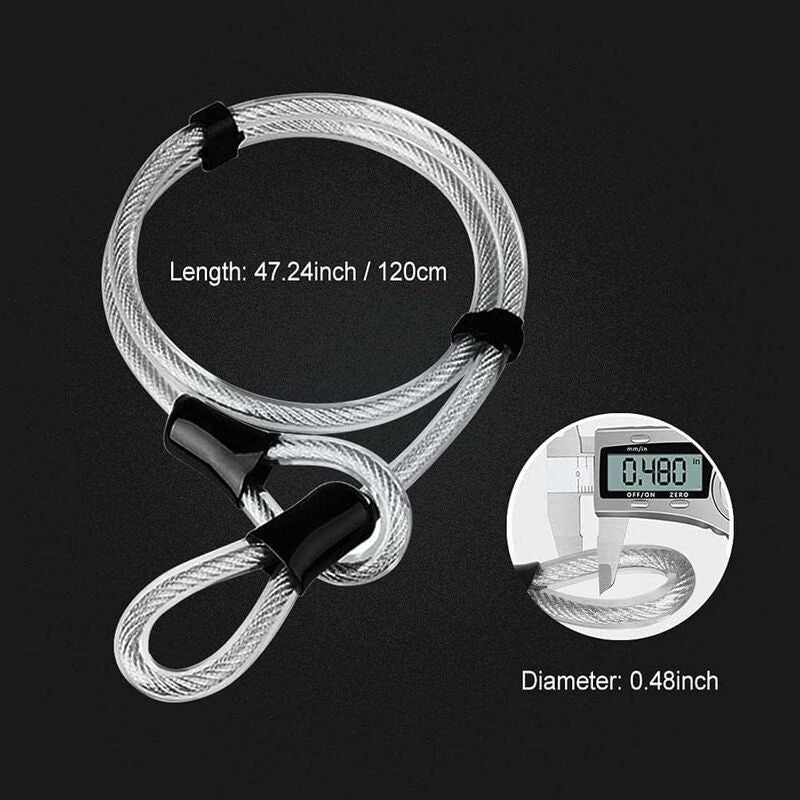 Bicycle U-Lock + Steel Cable Lock With Bracket 2 In 1 Flexible U-Lock Steel Cable