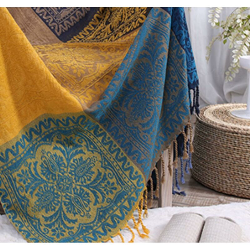 Cotton Single Sofa Blanket, Knitted Fringed Blanket, Double Sided Patchwork, Decorative Warm Blanket For Home Office