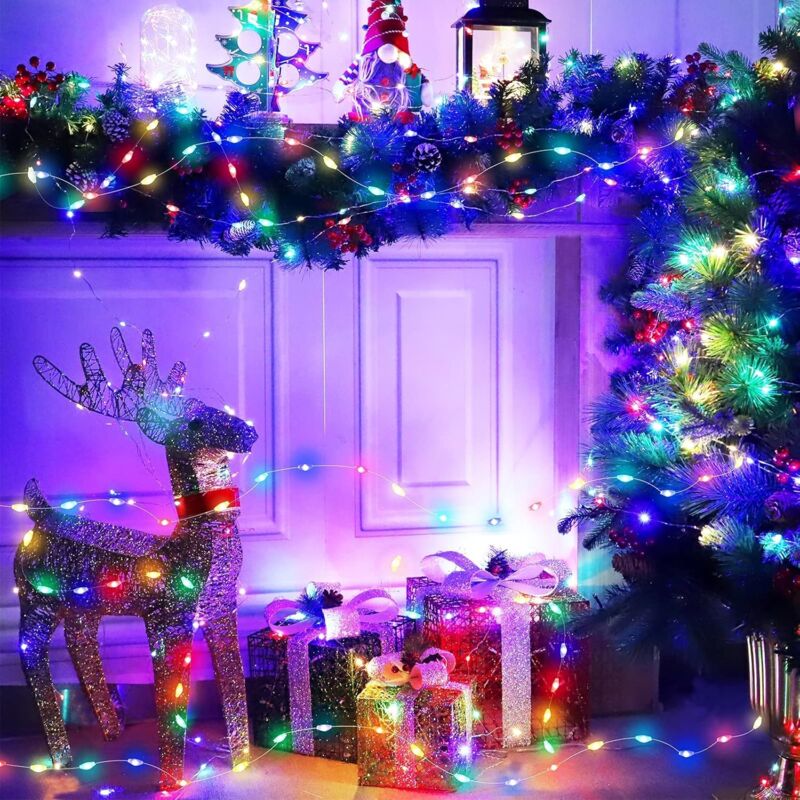 Christmas Fairy Lights LED Multicolor String Lights 2 Pack 10M 100 LEDs Battery Operated String Lights For Bedroom