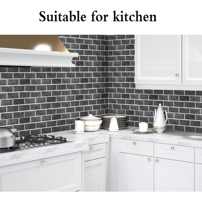 Kitchen Tile Stickers, 12 Pieces Self-Adhesive Tile Sticker Waterproof Pvc Tile Stickers Self-Adhesive Wall Tile
