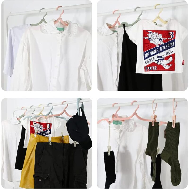 12 Pack Portable Foldable Plastic Travel Hangers Space Saving With Non-Slip Multi-Functional Travel Accessories For