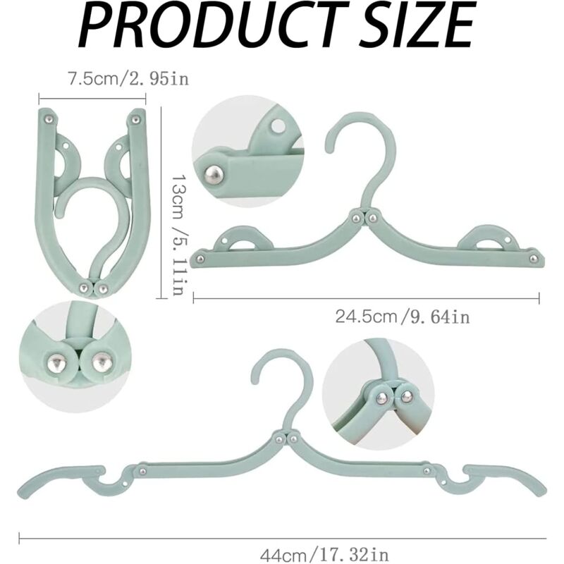12 Pack Portable Foldable Plastic Travel Hangers Space Saving With Non-Slip Multi-Functional Travel Accessories For