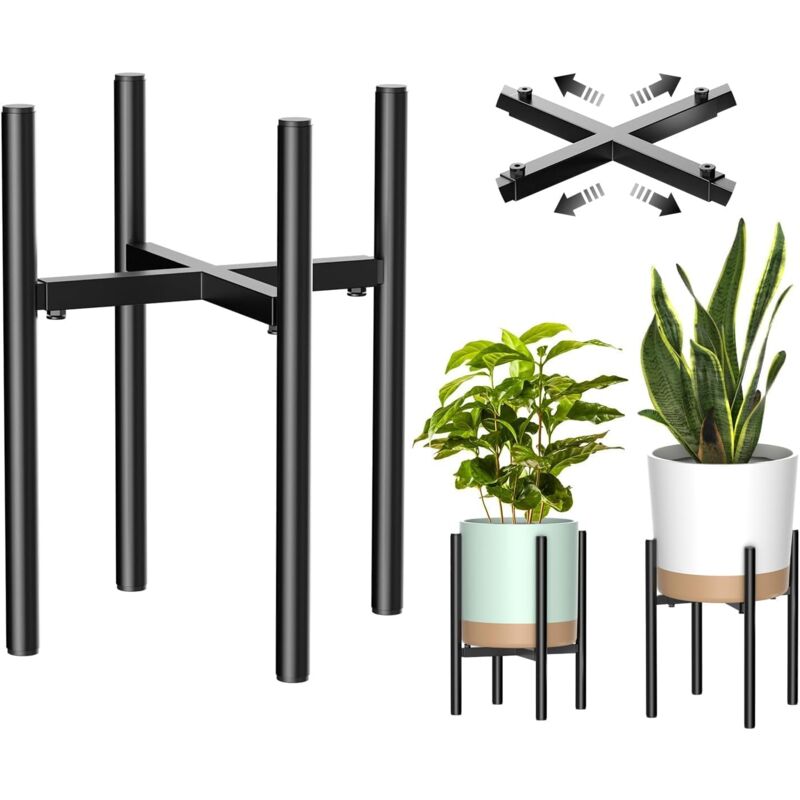 Plant Stand, Simple Style Metal Plant Shelf, Indoor And Outdoor Flower Pot Holder Adjustable Width For 20-30Cm Pots