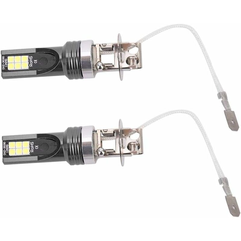 2 pcs LED Headlight Bulb, 2525 12LED Car Vehicle Headlight Replacement For H3 Headlight Bulb Dc12V-24V White 6500K-7500K