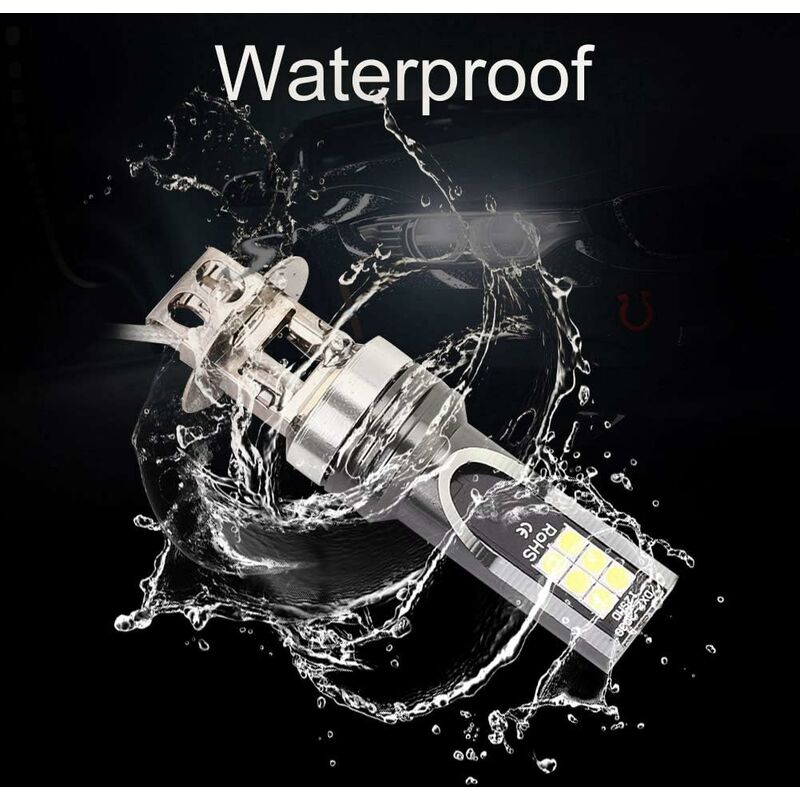 2 pcs LED Headlight Bulb, 2525 12LED Car Vehicle Headlight Replacement For H3 Headlight Bulb Dc12V-24V White 6500K-7500K
