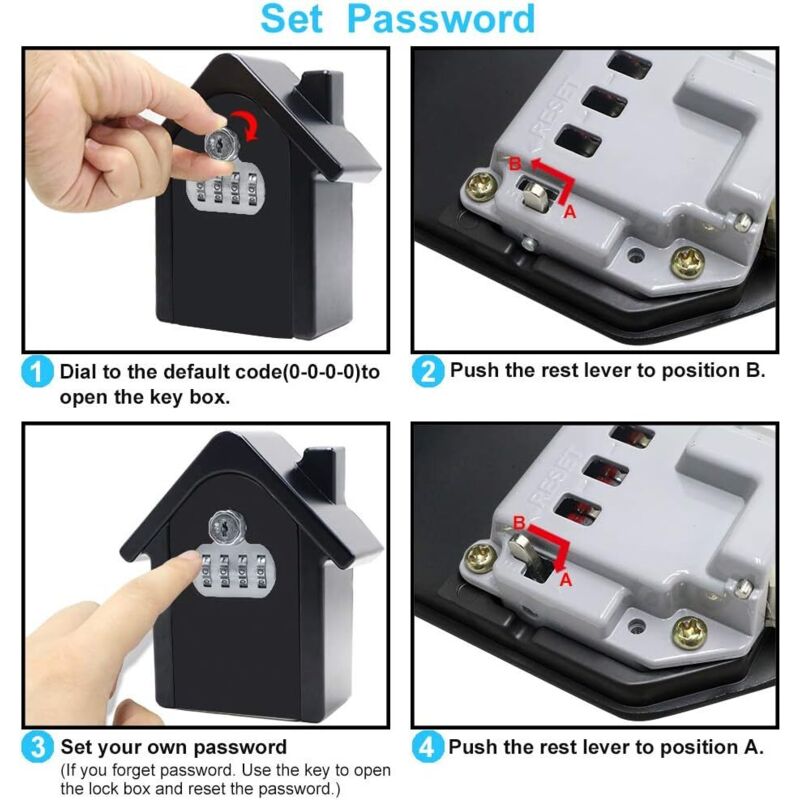 Wall Mounted Key Safe Box With Digital Code & Emergency Keys, Large Key Safe Box Xl Size Outdoor Key Safe For Home,