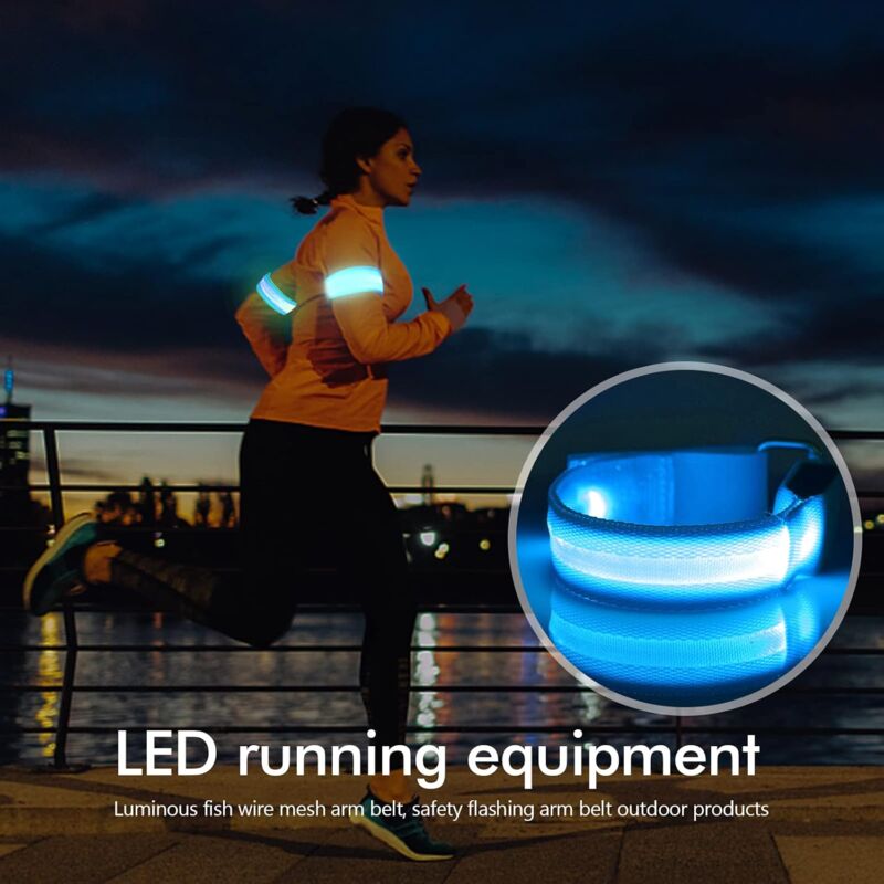 LED Reflective Arm Band Safety Bracelet Luminous Wristbands Waterproof Light Band Night Safety Reflective Strap For