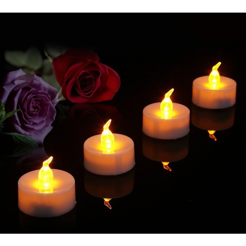 24 LED Flameless Tea Light Candles - Realistic & Bright, Battery Operated - Long Lasting For Wedding, Holiday, Party