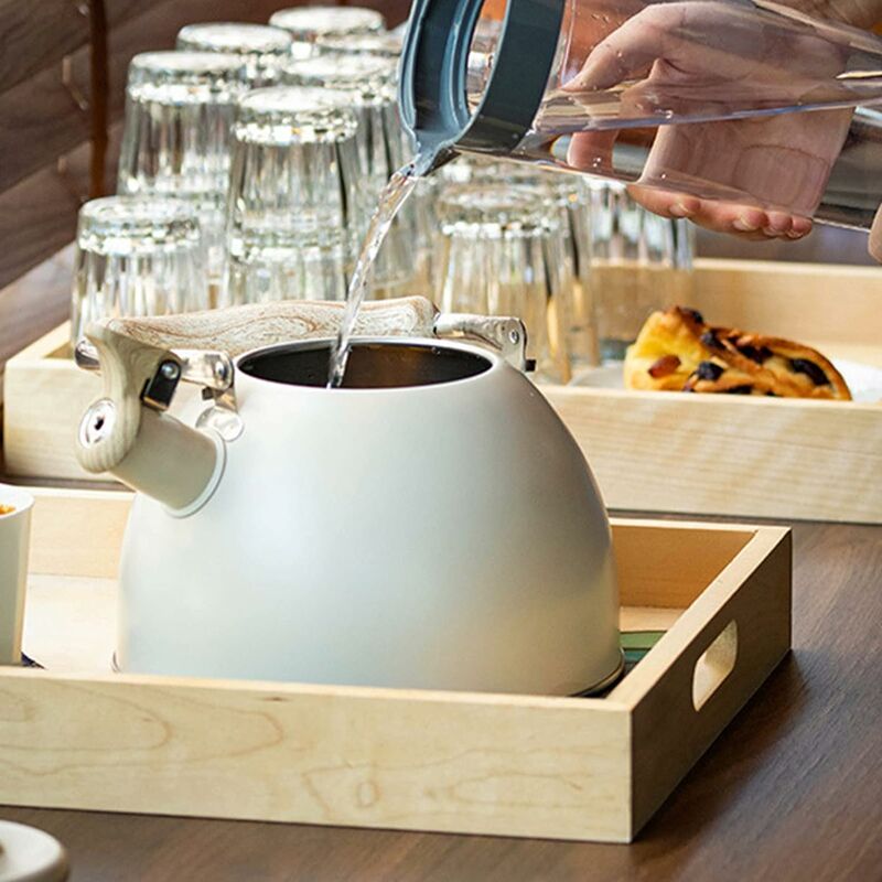 Stainless Steel Tea Kettle With Wooden Handle, 3L Induction Whistling Kettle, Retro Teapot Kettle, Boiler For Electric,