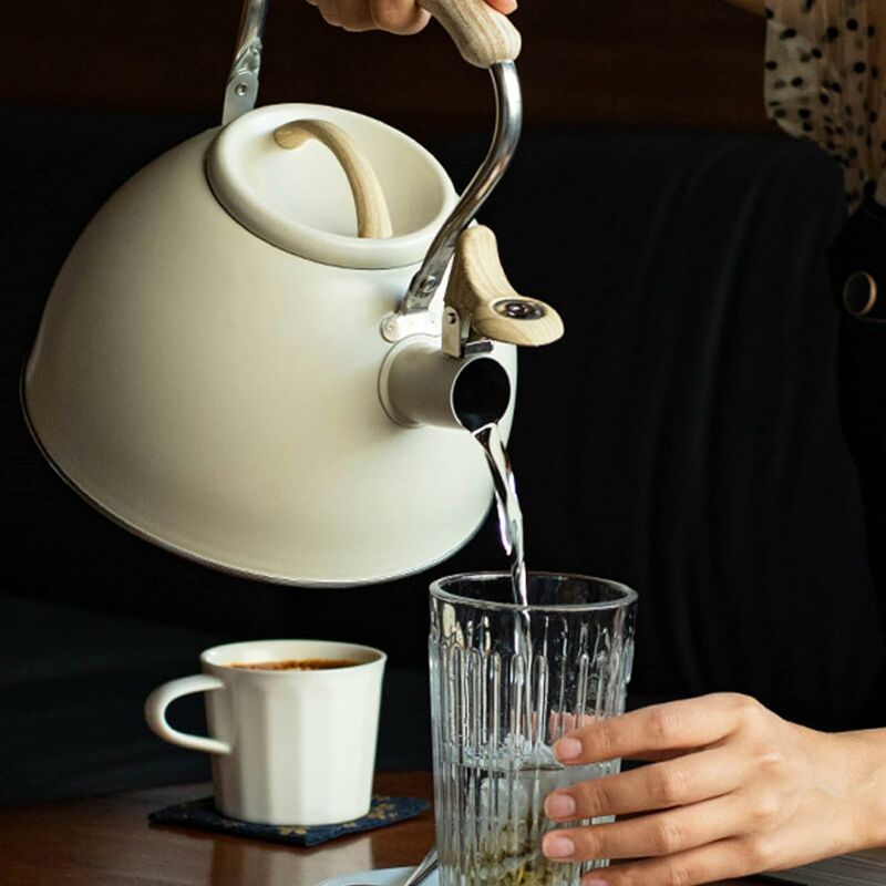 Stainless Steel Tea Kettle With Wooden Handle, 3L Induction Whistling Kettle, Retro Teapot Kettle, Boiler For Electric,