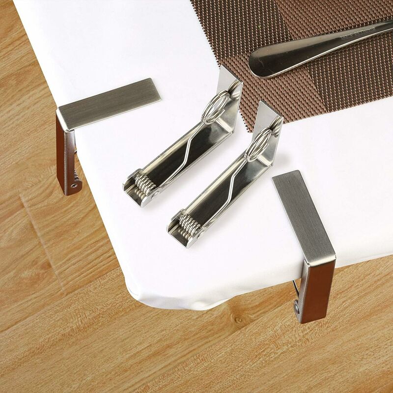 4 pcs Tablecloth Clips Set Stainless Steel Tablecloth Clips Anti-Slip Spring Loaded Tablecloth Holder