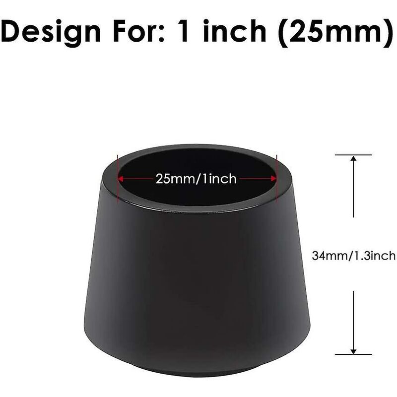16 Pack Chair Leg Protectors, Chair Leg Caps Rubber Chair Leg Protection End Caps, Inner Diameter - 1 Inch / 25 Mm,