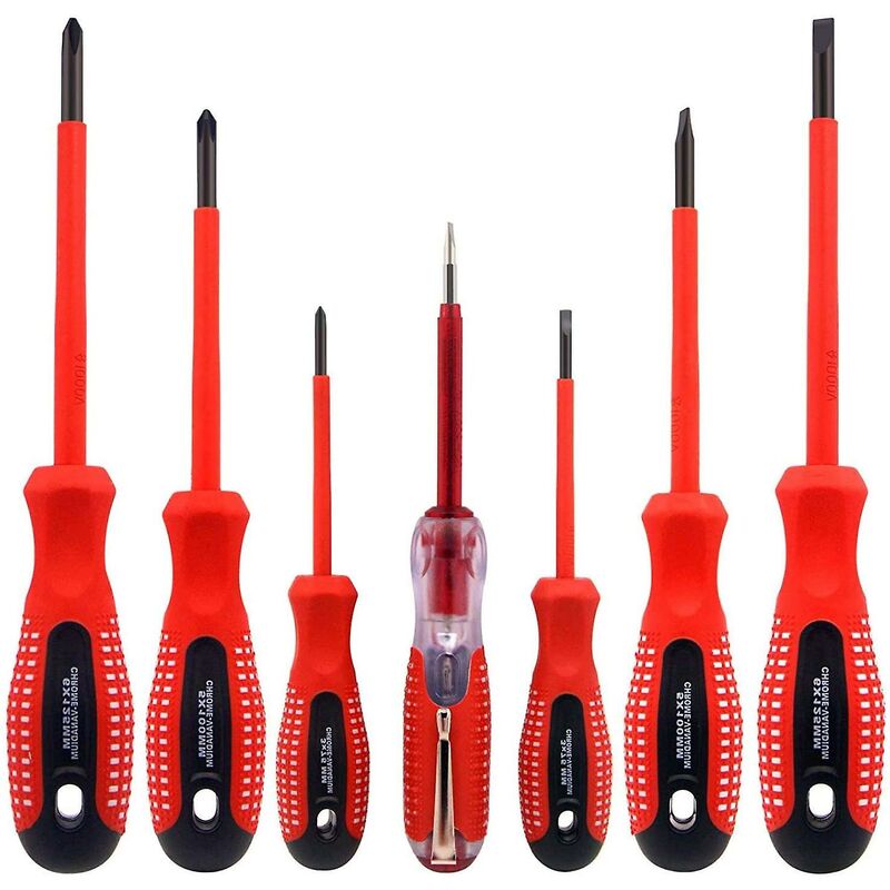 7-Piece Insulated Screwdriver Set 1000V Premium Cr-V Steel With Black Oxide Magnetic Tips And Tpr Non-Slip Handle