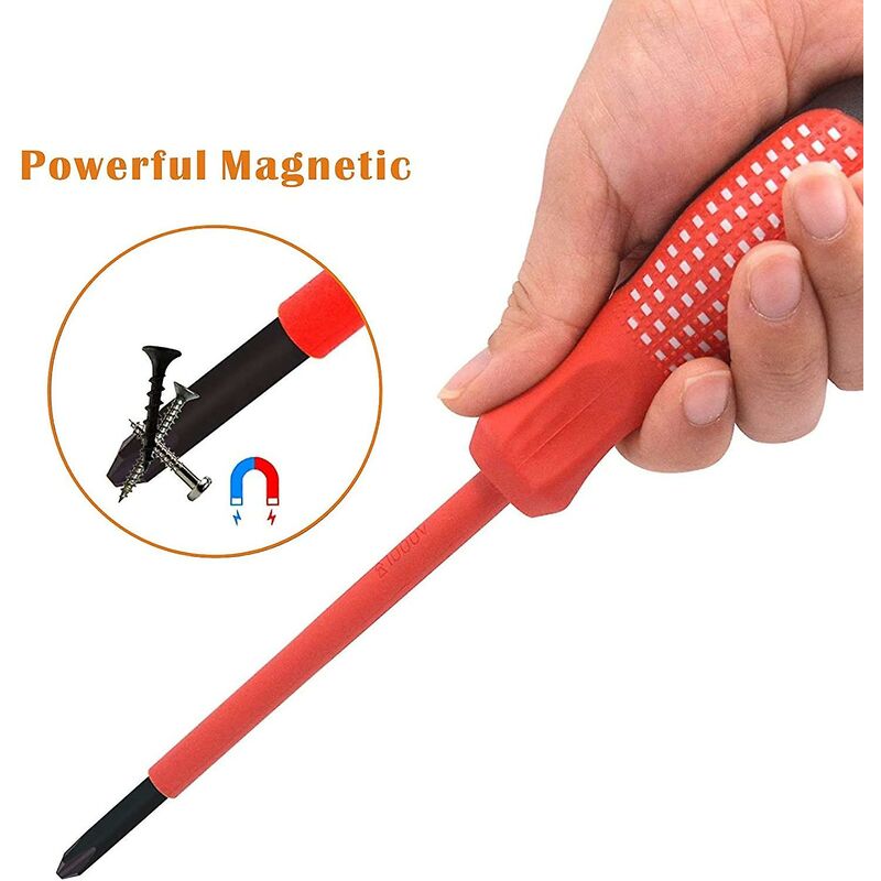 7-Piece Insulated Screwdriver Set 1000V Premium Cr-V Steel With Black Oxide Magnetic Tips And Tpr Non-Slip Handle