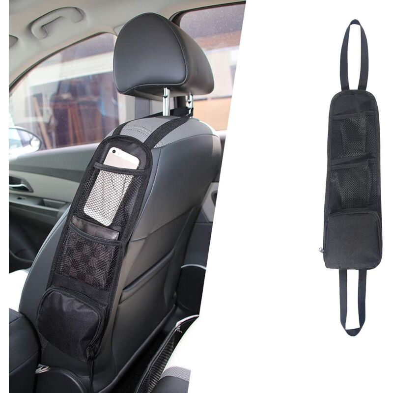 Seat Side Organizer, Storage Bag, Phone Holder, Mesh Pocket For All Front Passenger Car Seats For Cars, Trucks