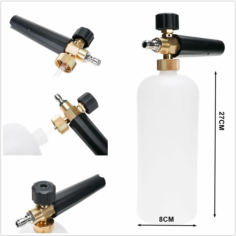Car Foam Cannon, 1L Foam Lance For High Pressure Washer, Brass Parts, Adjustable Concentration, Adjustable Spray Range