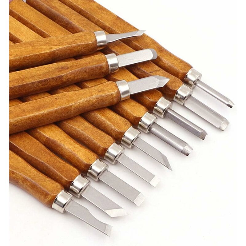 12 pcs Wood Carving Tool Kit - Professional Carving Chisels Knife Handle Carving Sculptures Expert Carpenter Beginners