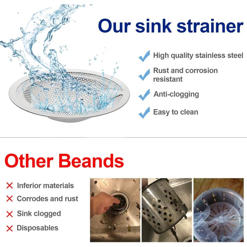 2 pcs Heart Shape Kitchen Sink Filter, Stainless Steel Sink Filter, Sink Grid, Kitchen Sink Stopper, Drain Stopper