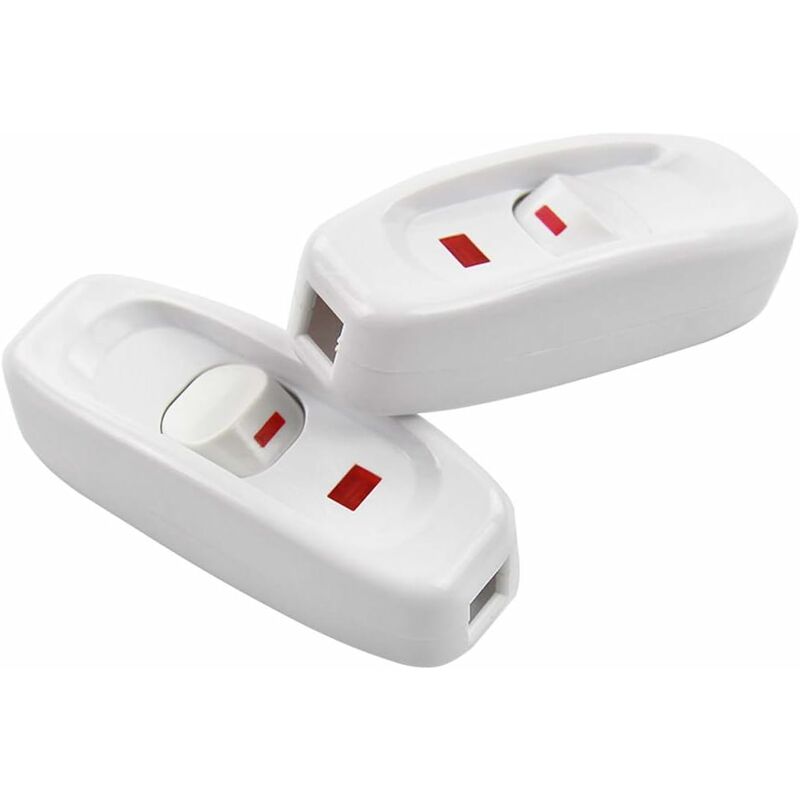 2 pcs Ac 250V 10A Inline On/Off ROcker Switch Desk Lamp Cable Switch With LED Indicator White