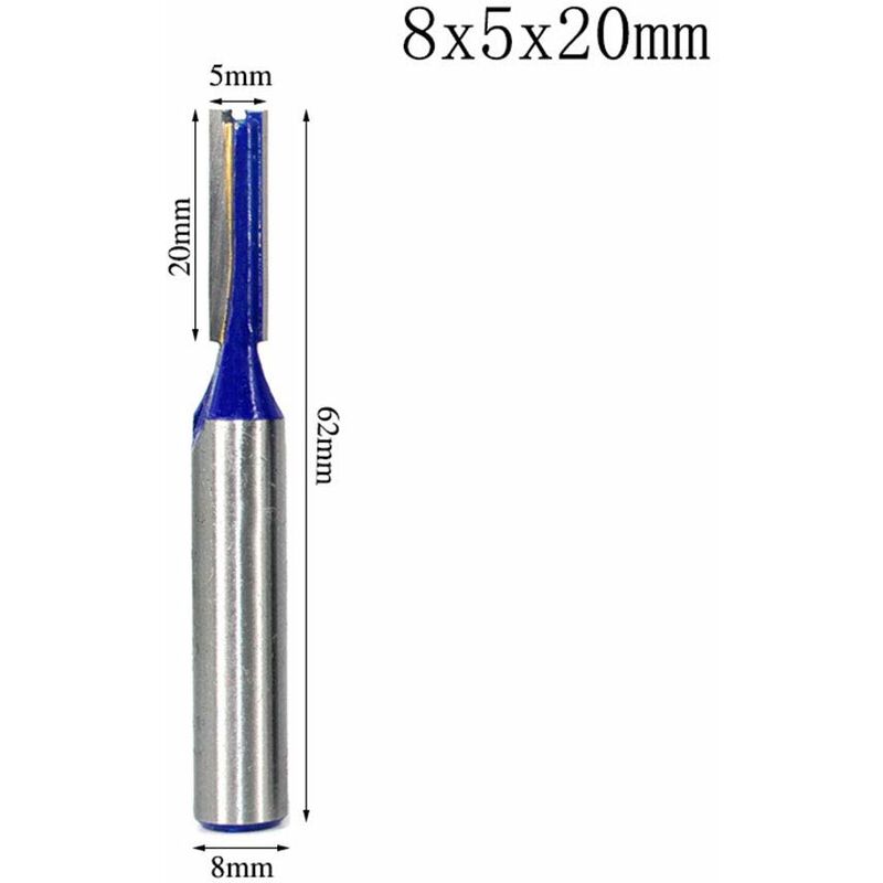8 pcs 8Mm Shank Double Flute Straight ROuter Bit Set For Woodworking Tools 5Mm, 6Mm, 8Mm, 10Mm, 12Mm, 14Mm, 18Mm, 20Mm