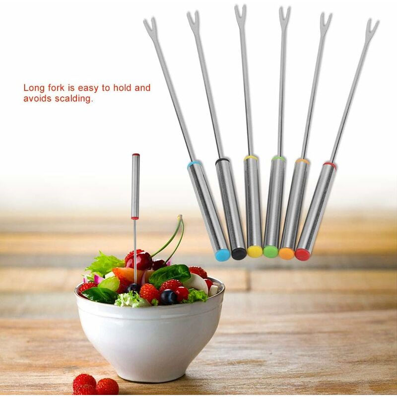 6 pcs Fondue Forks, Stainless Steel Fondue Forks, Chocolate Fondue Forks For Fruit Barbecue Pot Fork Fondue Skewers