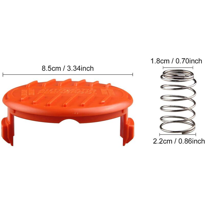 4 pcs Spool Caps + 4 pcs Springs Replacement Parts Accessories Compatible With Black+Decker Rc-100-P String Trimmers