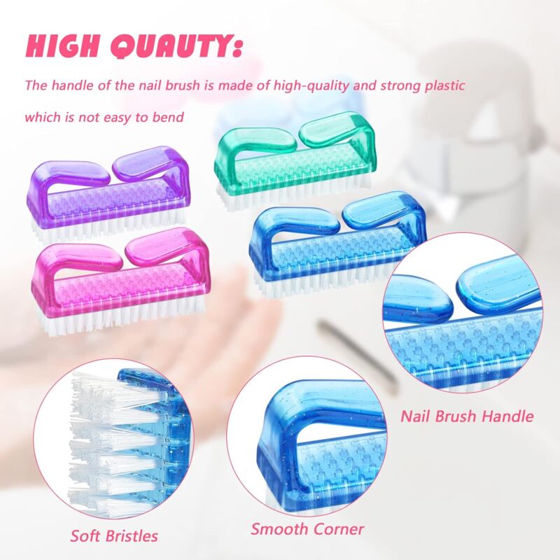 Handle Nail Brushes - 4 pcs Plastic Nail Cleaning Brushes - Scrub Brushes For Cleaning Nails