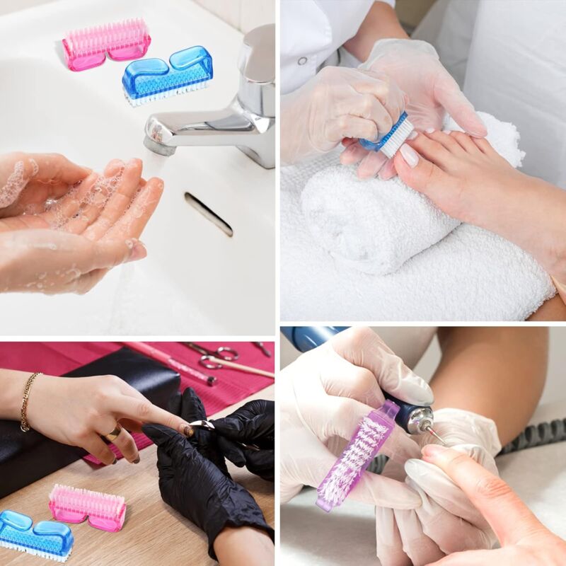 Handle Nail Brushes - 4 pcs Plastic Nail Cleaning Brushes - Scrub Brushes For Cleaning Nails