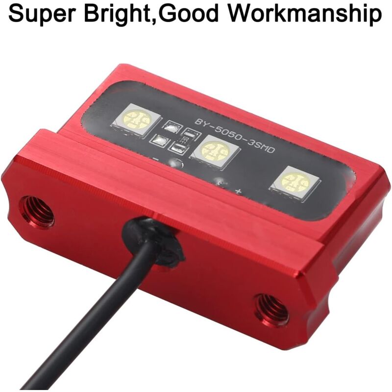 1Pc Cnc Motorcycle License Plate Light, Universal 12V Motorcycle LED Rear Brake Tail Light Lamp, White Light, Aluminum