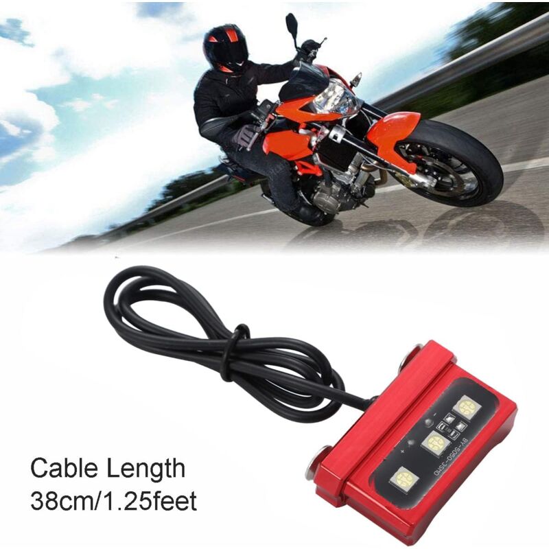 1Pc Cnc Motorcycle License Plate Light, Universal 12V Motorcycle LED Rear Brake Tail Light Lamp, White Light, Aluminum