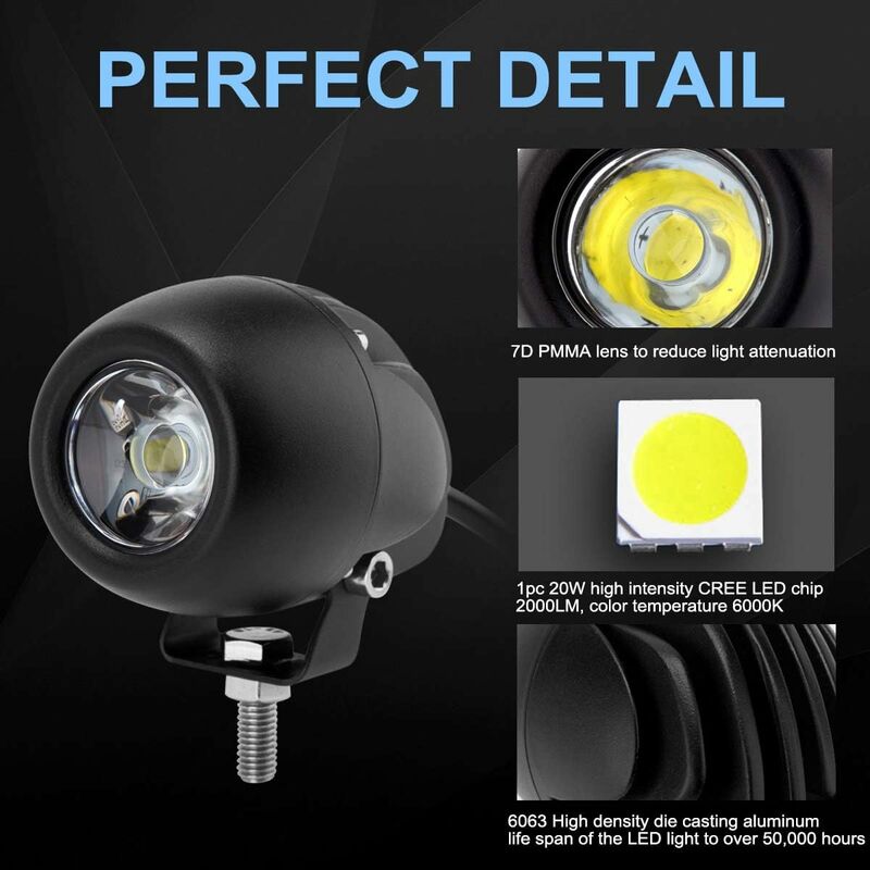 20W LED Fog Light LED Work Light Ip68 Waterproof Work Light LED Car Headlight Off-ROad Motorcycle Atv Utv 4X4 Suv