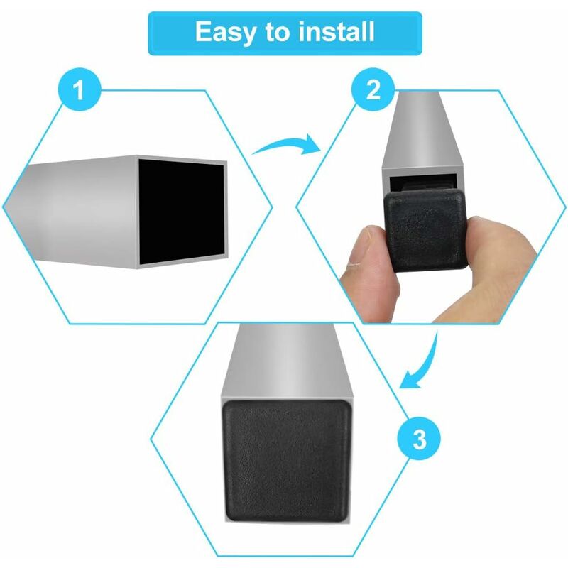 Decareta 20 pcs Chair Leg Cap, Square Pipe Cap, Plastic Square Post Cap For Furniture Feet Trampoline Cabinet Shelf