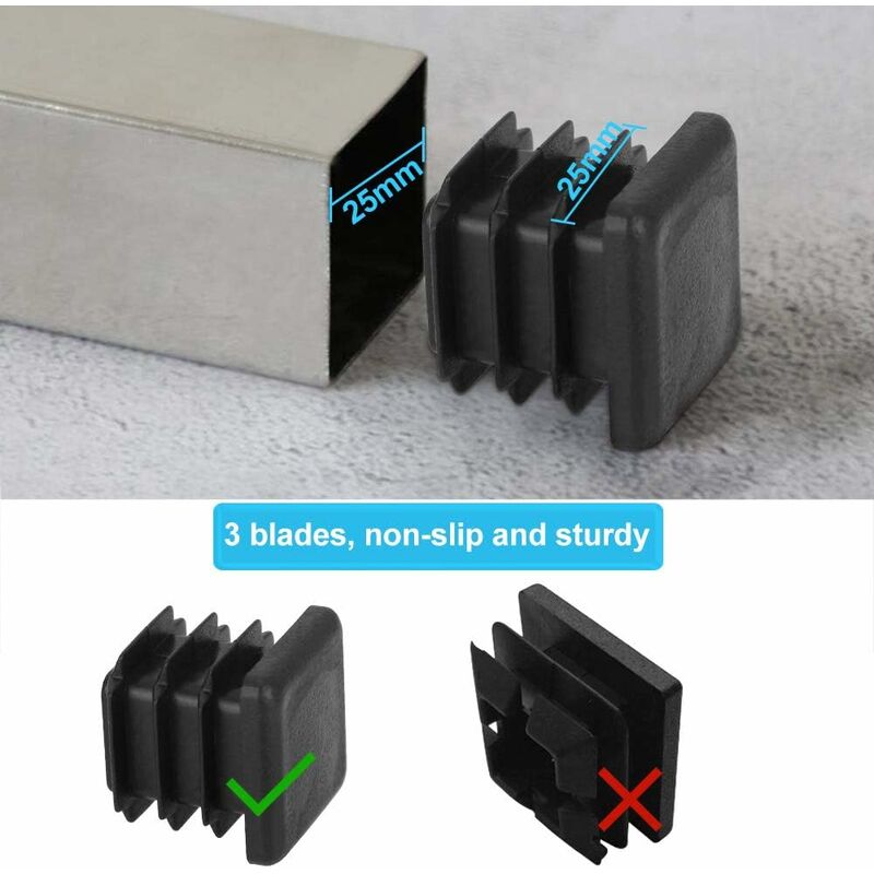 Decareta 20 pcs Chair Leg Cap, Square Pipe Cap, Plastic Square Post Cap For Furniture Feet Trampoline Cabinet Shelf