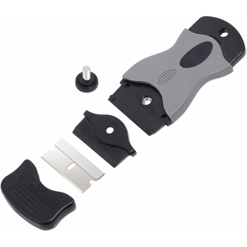 2 pcs Ceramic Hob Scraper With 10 Plastic Scrapers + 10 Metal Blades, Ceramic Hob Scraper For Removing Labels, Black