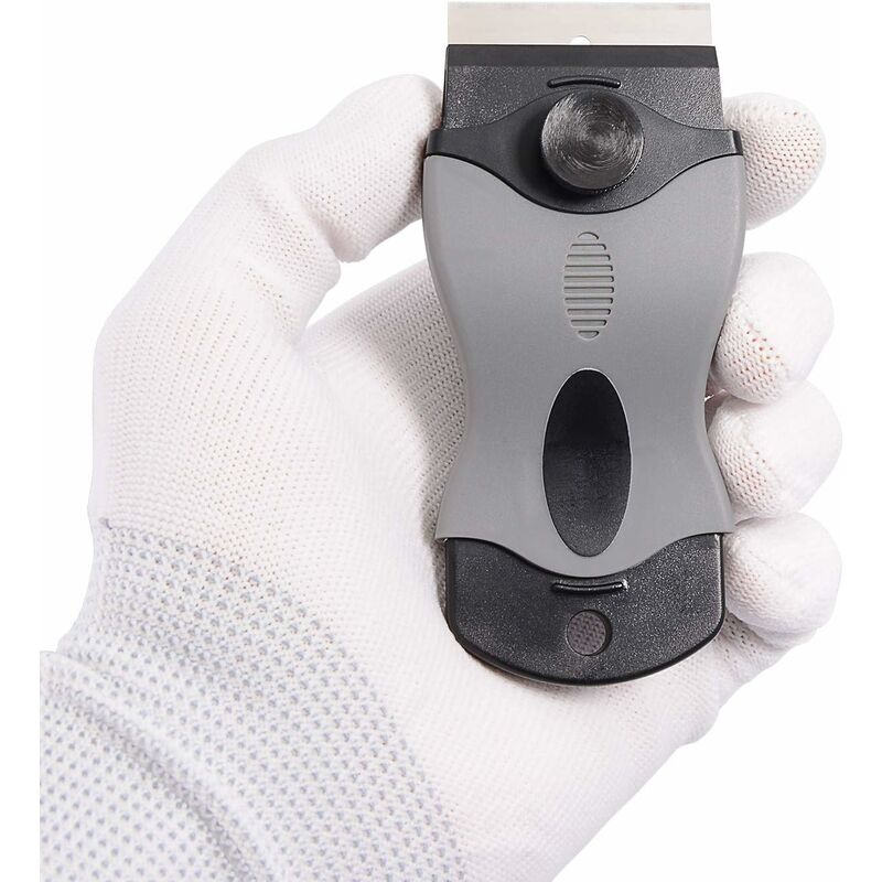 2 pcs Ceramic Hob Scraper With 10 Plastic Scrapers + 10 Metal Blades, Ceramic Hob Scraper For Removing Labels, Black