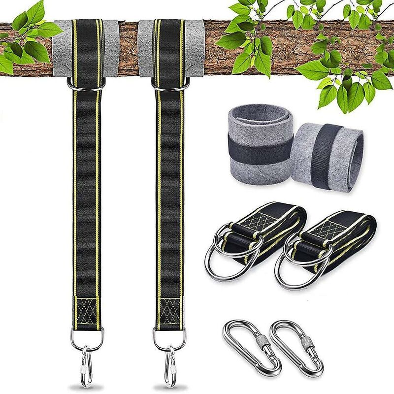 Hammock Strap Swing Attachment Hanging Chair ROpe Outdoor Swing Accessory Safety Carabiners Swing Tree Swing Strap For