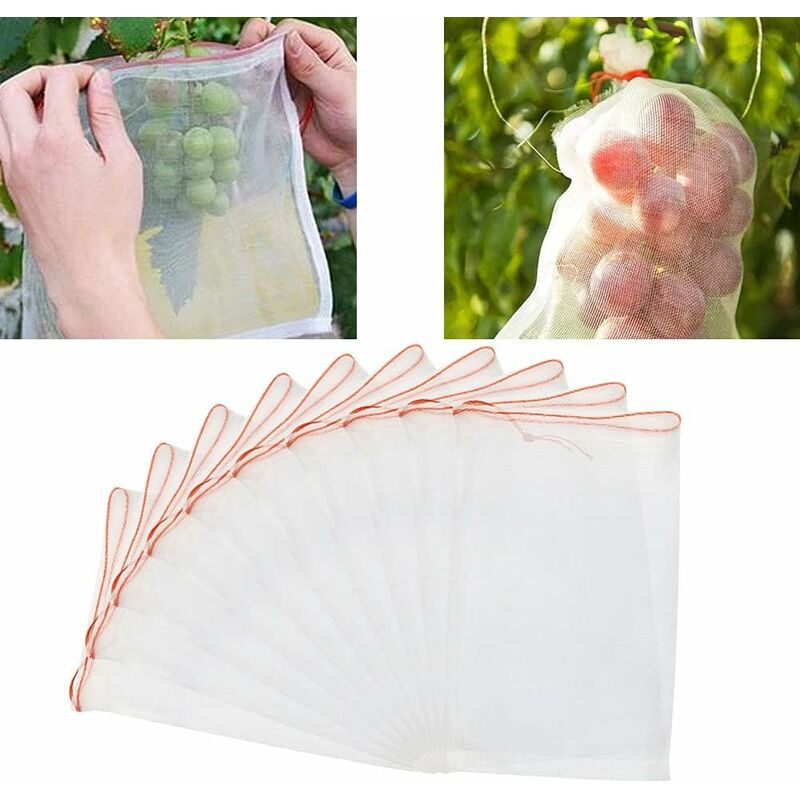 50 pcs Fruit Protection Bag Insect Mesh Bag Plant Protection Bag With Drawstring Anti-Insect Net Bags Insect Bag 2030Cm