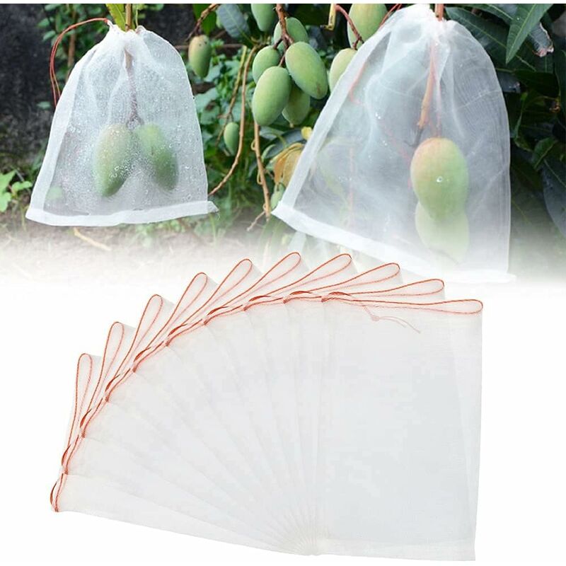 50 pcs Fruit Protection Bag Insect Mesh Bag Plant Protection Bag With Drawstring Anti-Insect Net Bags Insect Bag 2030Cm