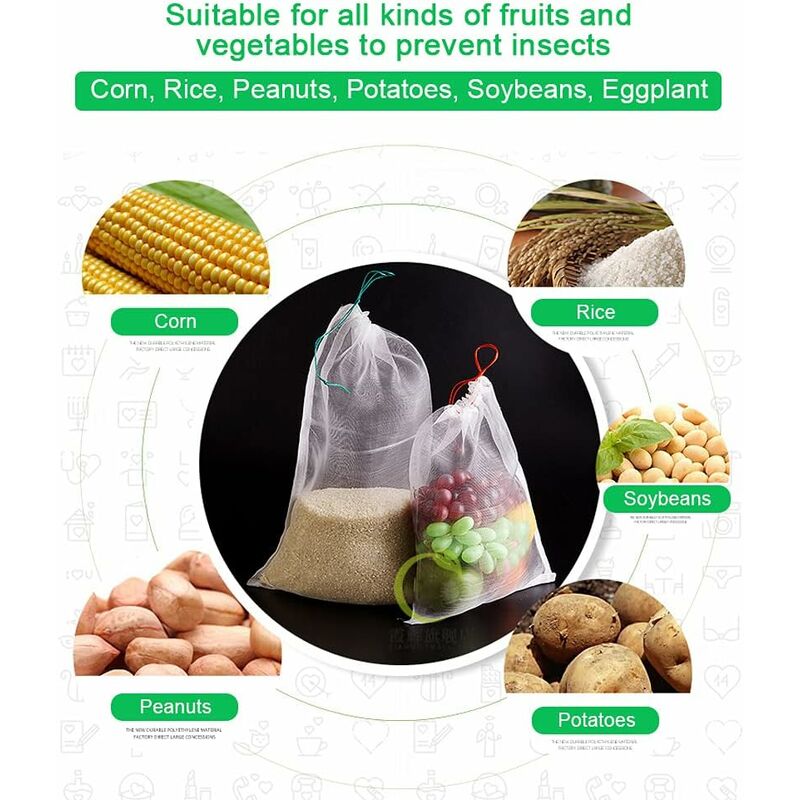 50 pcs Fruit Protection Bag Insect Mesh Bag Plant Protection Bag With Drawstring Anti-Insect Net Bags Insect Bag 2030Cm
