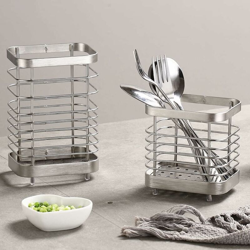 Stainless Steel Kitchen Utensil Holder, Cutlery Holder, Utensil Rack, Countertop Organizer, Restaurant Accessories
