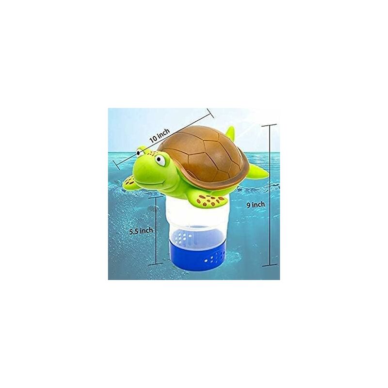 Premium Floating Pet Chlorine Dispenser For Chemical Tablets Compatible With 3" Tabs Bromine Holder (Turtle)