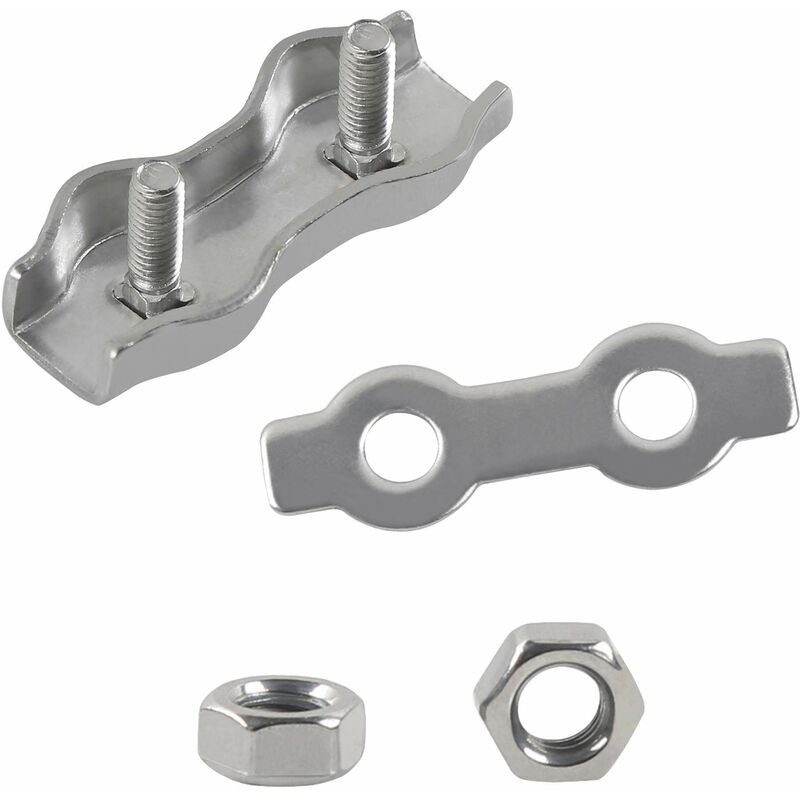 M2 Duplex Cable Clips 304 Stainless Steel Duplex Cable Clips For Wire ROpe Clotheslines Sun Sails Hanging Patio Fixed 8