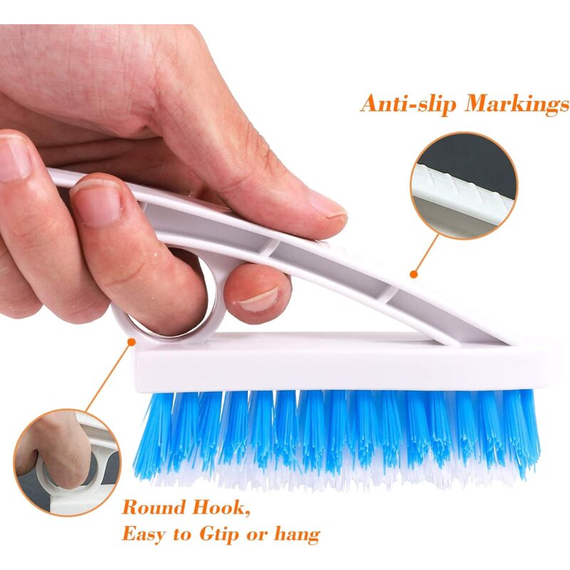 2 Pack Grout Scrub Brush - Stiff Nylon Bristle Scrub Brush For Bathtub, Shower - Floor Grout & Tile Cleaning Brush For