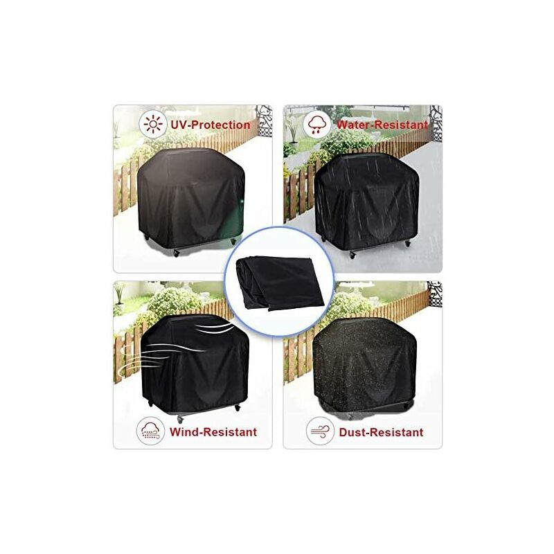 Bbq Cover, Waterproof Anti-Uv Barbecue Cover 210D Oxford Cloth Bbq Protective Cover Grill Cover - 170 61 117Cm, Black