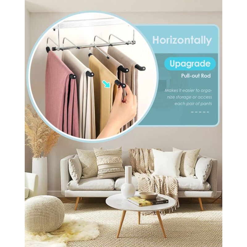 2 Pack Space Saving Hangers - Non-Slip Trouser Hanger With Foam Padded Swing Hanger Multi-Layer Hanger Organizer And