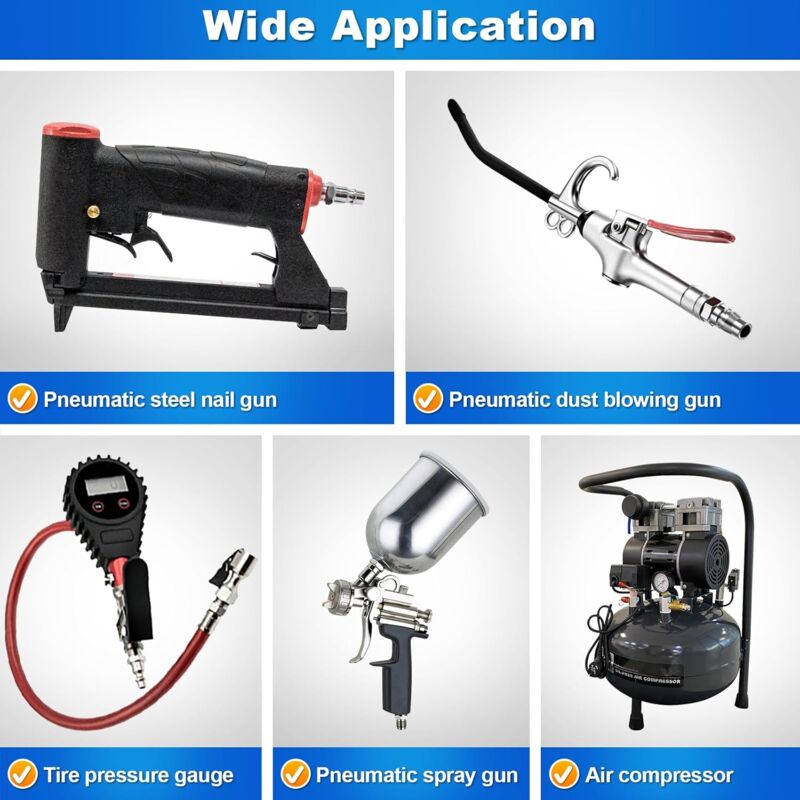 1/4" Bsp Pneumatic Quick Connector, 10 Pieces European Air Compressor Fitting, Compressor Connector For Pneumatic Hose