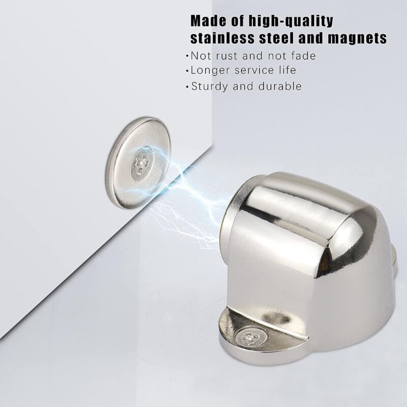 2 Pack Stainless Steel Magnetic Door Stopper Catch Door Stoppers With Screw Mounted, No Force Or Hitting Walls