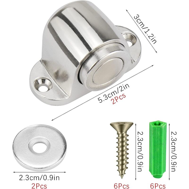2 Pack Stainless Steel Magnetic Door Stopper Catch Door Stoppers With Screw Mounted, No Force Or Hitting Walls