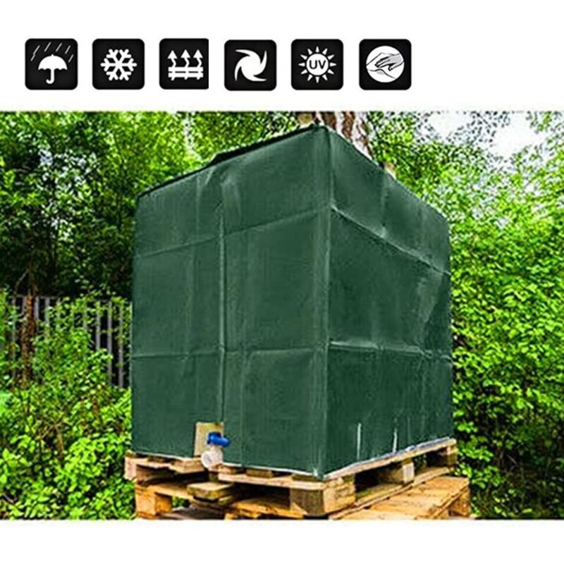 1000L Ibc Tank Cover, Water Tank Cover, Tank Protective Cover, Dustproof Tank Cover, Green 120 X 100 X 116 Cm